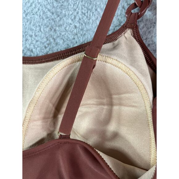 Kona Sol Swimsuit Womens Large Brown Padded Accent One Piece Medium Coverage NWT - Picture 7 of 10